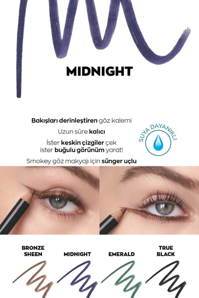 Kohl Sünger Uçlu Suya Dayanıklı Göz Kalemi Midnight - 2