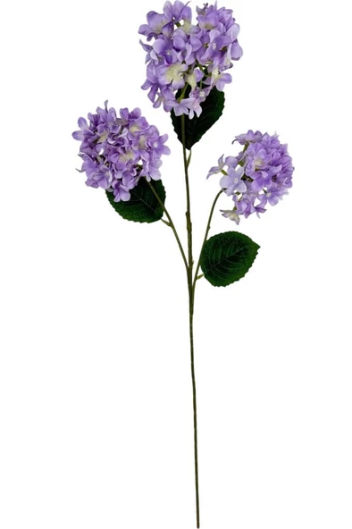 Nettenevime Yapay Çiçek Ortanca 3 Toplu Lila Tek Dal Tomurcuklu 75*25cm Kumaş Çiçek Uzun Dal - Resim 2