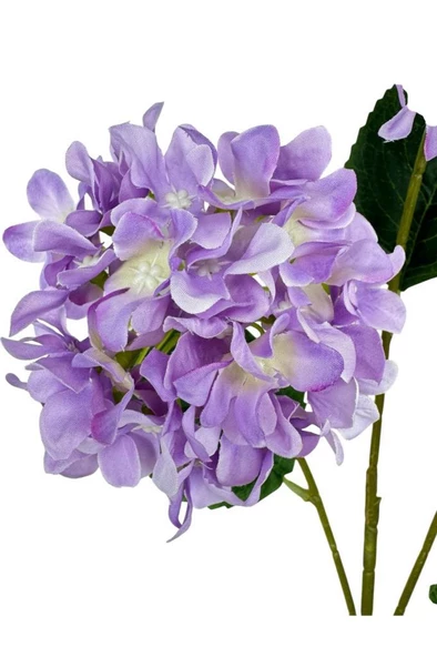 Nettenevime Yapay Çiçek Ortanca 3 Toplu Lila Tek Dal Tomurcuklu 75*25cm Kumaş Çiçek Uzun Dal - Resim 4