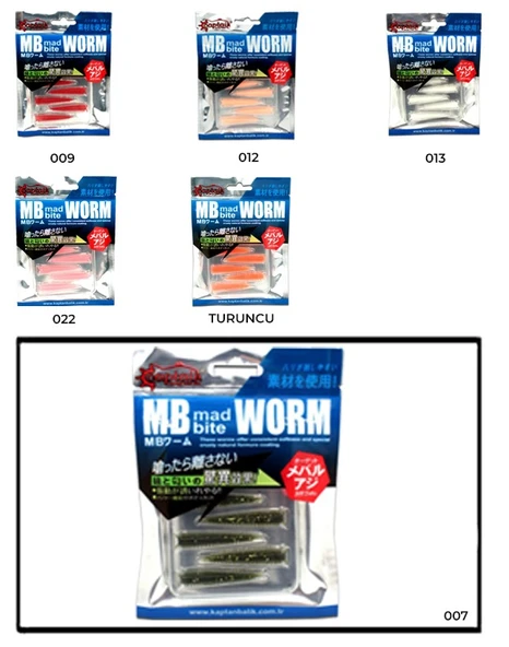 Captain 3518 Mad Bite Earth Worm 4 cm Aromalı LRF Silikon Yem 8li Set  007