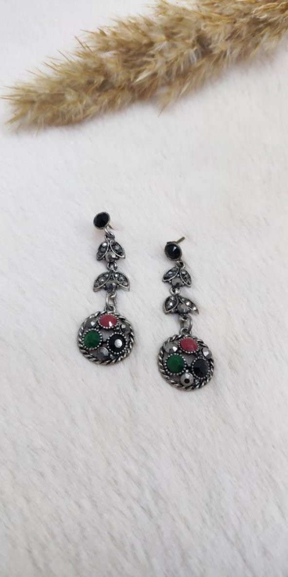 Hdmarketim Vintage Hürrem Sultan Otantik Sallantılı Küpe Taşlı
