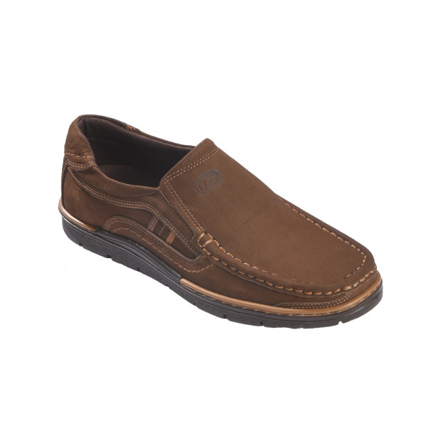 REKIRS Erkek Günlük City Life Kahverengi Hakiki Nubuk Deri Bağcıksız Ayakkabı (Sezonsuz)