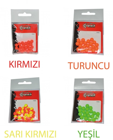 Captain 7665 Renkli Boncuk Yuvarlak 75mm Plastik Boncuk 20li Paket  Kırmızı