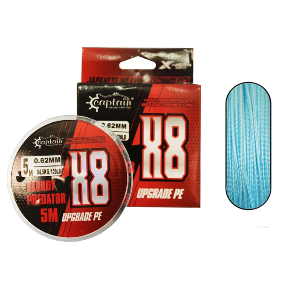 Hook Line 8X Upgrade PE Bloody Predator Assist İpi 5mt Mavi  100 LB