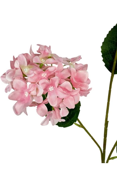 Yapay Çiçek Ortanca 3 Toplu Pembe Tek Dal Tomurcuklu 75*25cm Kumaş Çiçek Uzun Dal - 5