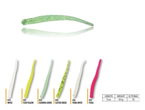 Nomura NM71502205 Stick Rib 5cm Aromalı LRF Silikon Yem 12li Set  Pearl Whit