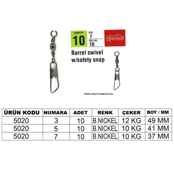 Captain 5020 Klips 10lu Paket Black Nikel  5