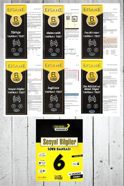 Açı 6.Sınıf Efsane Tüm Dersler Yaprak Test Seti-2024 ürün görseli 1