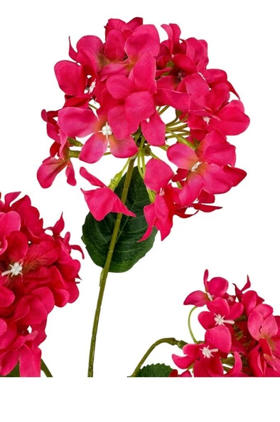 Nettenevime Yapay Çiçek Ortanca 3 Toplu Fuşya Tek Dal Tomurcuklu 75*25cm Kumaş Çiçek Uzun Dal - 3