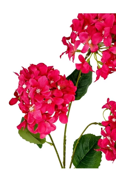 Nettenevime Yapay Çiçek Ortanca 3 Toplu Fuşya Tek Dal Tomurcuklu 75*25cm Kumaş Çiçek Uzun Dal - 4