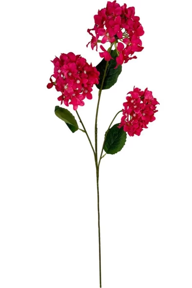 Nettenevime Yapay Çiçek Ortanca 3 Toplu Fuşya Tek Dal Tomurcuklu 75*25cm Kumaş Çiçek Uzun Dal - 2