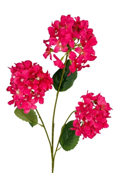 Nettenevime Yapay Çiçek Ortanca 3 Toplu Fuşya Tek Dal Tomurcuklu 75*25cm Kumaş Çiçek Uzun Dal