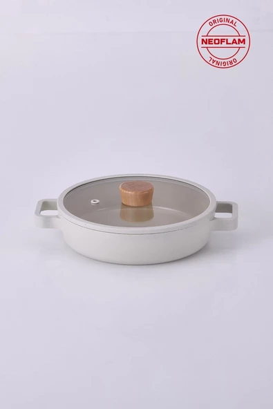 NEOFLAM FİKA CAM KAPAKLI ALÜMİNYUM SAHAN 22CM BEJ - 2