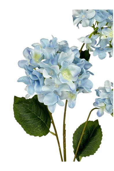 Nettenevime Yapay Çiçek Ortanca 3 Toplu Mavi Tek Dal Tomurcuklu 75*25cm Kumaş Çiçek Uzun Dal - Resim 3