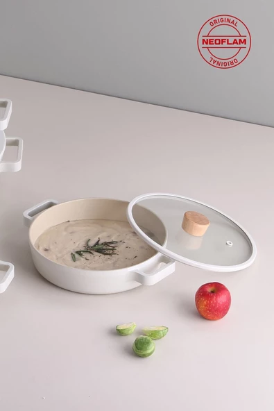 NEOFLAM FİKA CAM KAPAKLI ALÜMİNYUM SAHAN 22CM BEJ - 3