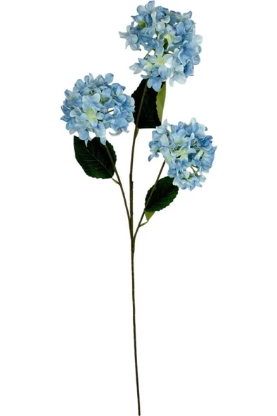 Nettenevime Yapay Çiçek Ortanca 3 Toplu Mavi Tek Dal Tomurcuklu 75*25cm Kumaş Çiçek Uzun Dal - Resim 2
