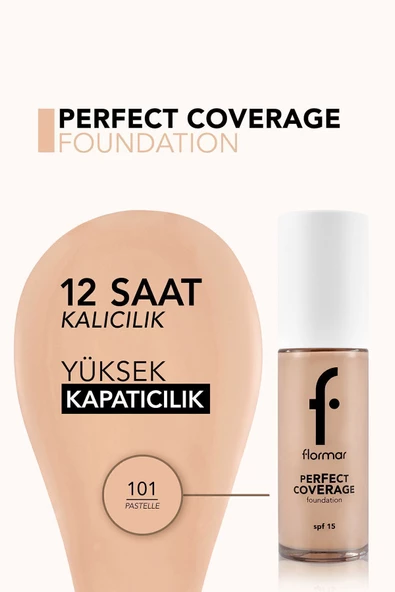 Flormar Perfect Coverage Yüksek Pigmentli & Yarı Parlak Bitişli Fondöten 30 ml - 101 Pastelle - 5