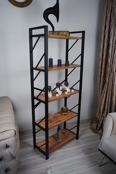 GD Furniture Metal Kasa Kitaplık (Barok Meşe)