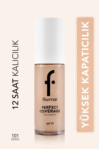 Flormar Perfect Coverage Yüksek Pigmentli & Yarı Parlak Bitişli Fondöten 30 ml - 101 Pastelle