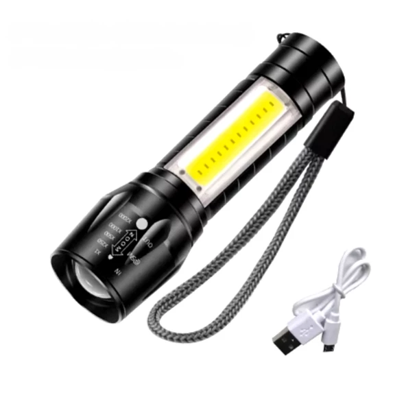 Mini Şarj Edilebilir LED El Feneri – 3 Modlu, Ayarlanabilir Zoom ve Suya Dayanıklı Hafif Tasarım! - 5