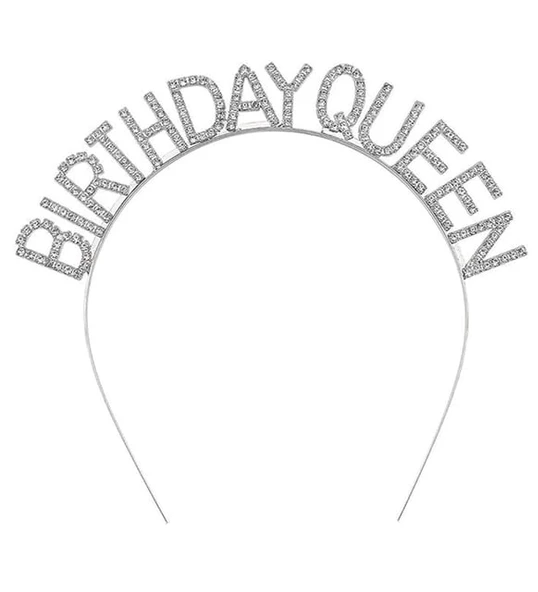 Elmas Taşlı Bırtday Qeen Metal Taç Gümüş
