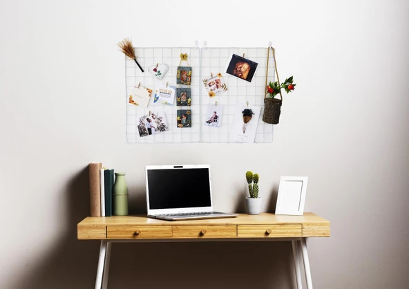 Aparatlı Tel Duvar Panosu - Fotoğraf, Not ve Aksesuar Askısı - Çok Amaçlı Dekoratif Düzenleyici Pano - 3