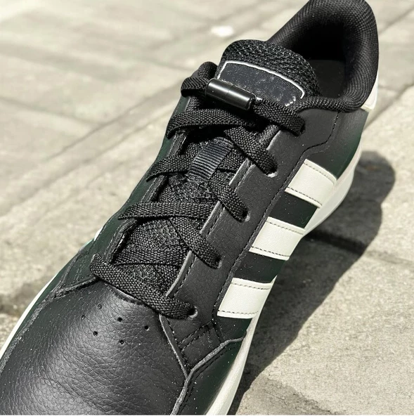 SRTfootcare 2 in 1 Akıllı Kilitli Elastik Outdoor Ayakkabı Bağcığı 100cm 1 Çift Siyah - Resim 2