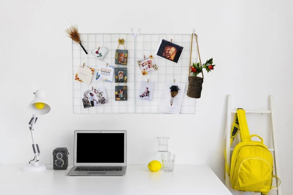 Aparatlı Tel Duvar Panosu - Fotoğraf, Not ve Aksesuar Askısı - Çok Amaçlı Dekoratif Düzenleyici Pano - 2