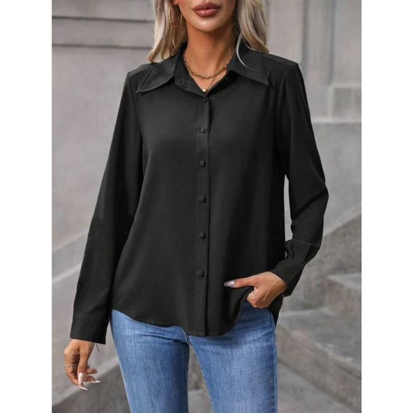 Lucky Life Kadın Uzun Kollu Yakalı önden Düğmeli Aerobin Gömlek - 3