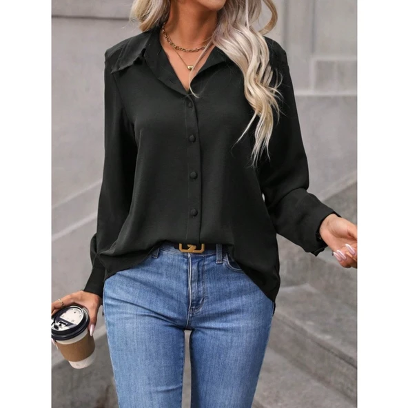 Lucky Life Kadın Uzun Kollu Yakalı önden Düğmeli Aerobin Gömlek - 2