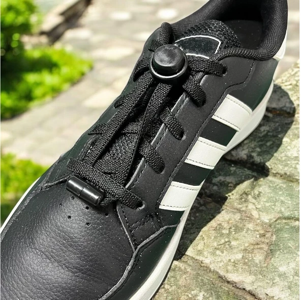 SRTfootcare 2 in 1 Akıllı Kilitli Elastik Outdoor Ayakkabı Bağcığı 100cm 1 Çift Siyah - Resim 3