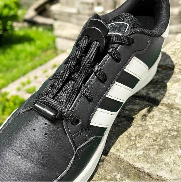 SRTfootcare 3 in 1 Akıllı Kilitli Elastik Outdoor Ayakkabı Bağcığı 100cm 1 Çift Siyah - 3