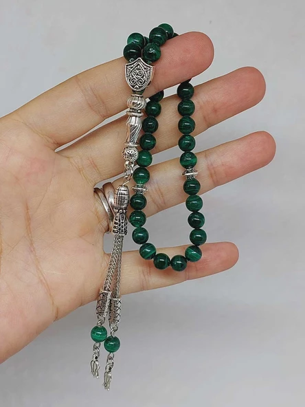 Malakit Taşı 33lük Tesbih 6mm (4965) - Resim 5