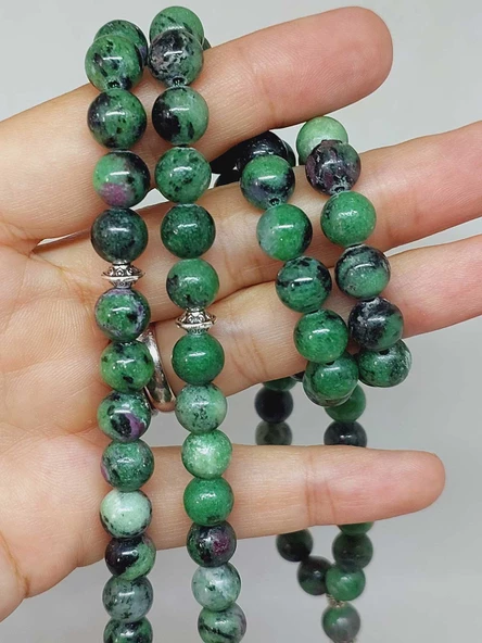 Anyolit (Rubizoit - Rubyzoisit) Taşı 99luk Tesbih 8mm (3905) - Resim 2