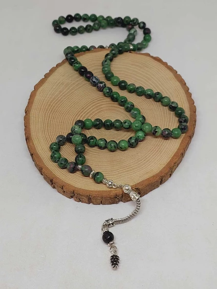 Anyolit (Rubizoit - Rubyzoisit) Taşı 99luk Tesbih 8mm (3905) - Resim 6