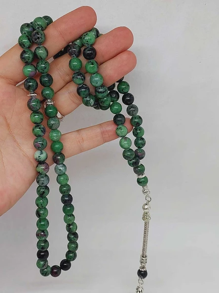 Anyolit (Rubizoit - Rubyzoisit) Taşı 99luk Tesbih 8mm (3905) - Resim 5