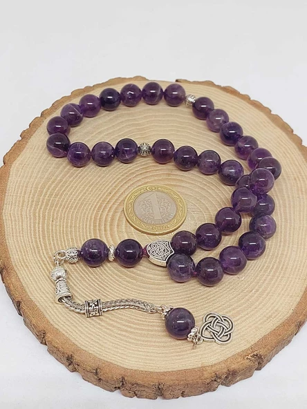 Ametist Taşı Koyu Renk 33lük Tesbih 10mm (18600) - Resim 6