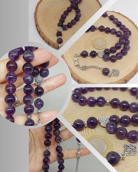 Ametist Taşı Koyu Renk 33lük Tesbih 10mm (18600) ürün görseli