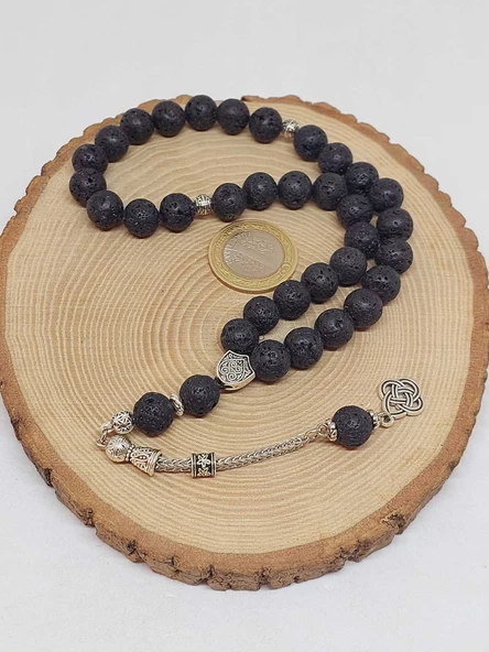 Lav Taşı Siyah Renkli 33lük Tesbih 10mm (9028) - Resim 6