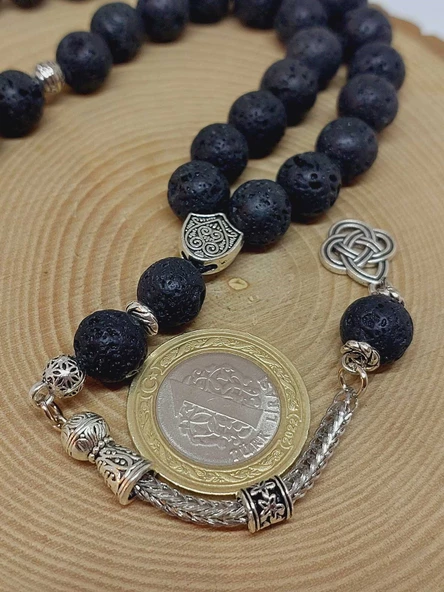 Lav Taşı Siyah Renkli 33lük Tesbih 10mm (9028) - Resim 3