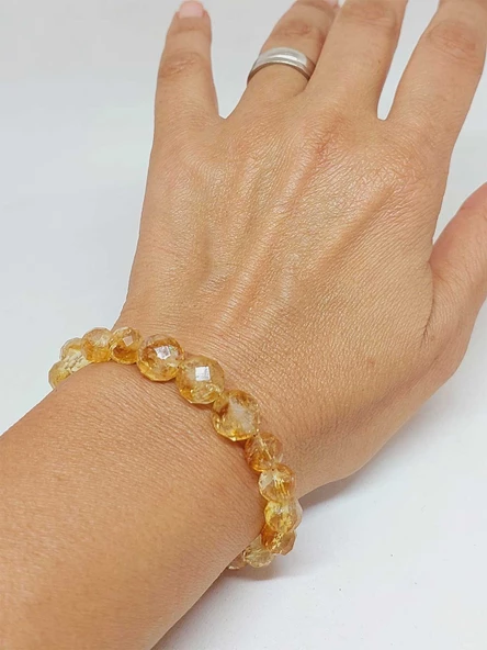 Parlayan Yıldızlar Serisi Sitrin Taşı Tasarım Bileklik - Resim 2