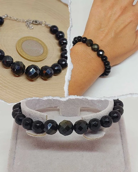 Parlayan Yıldızlar Serisi Golden Obsidyen Taşı Tasarım Bileklik ürün görseli
