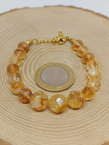 Parlayan Yıldızlar Serisi Sitrin Taşı Tasarım Bileklik - Resim 3