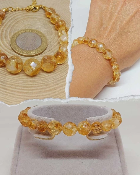 Parlayan Yıldızlar Serisi Sitrin Taşı Tasarım Bileklik ürün görseli