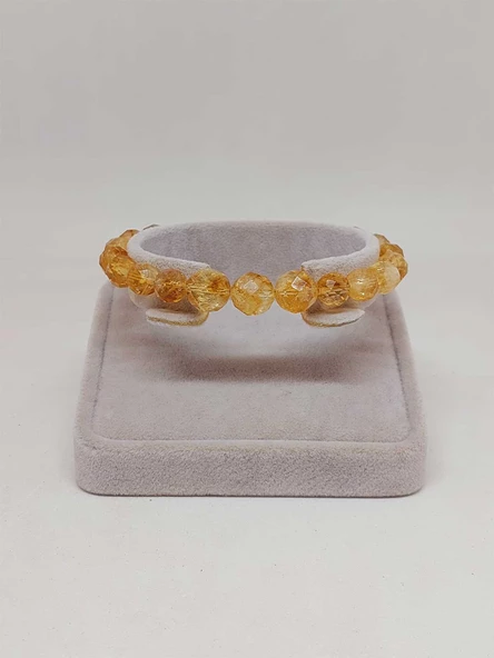 Parlayan Yıldızlar Serisi Sitrin Taşı Tasarım Bileklik - Resim 4