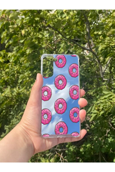 Samsung S21 Plus Uyumlu Aynalı Donut Desenli Darbe Kamera Korumalı Silikon Telefon Kılıfı