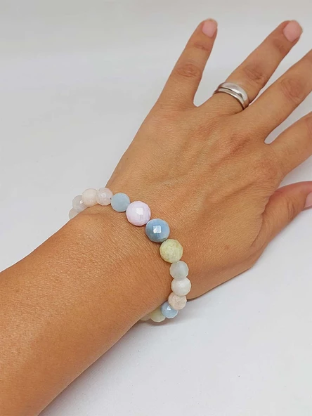 Parlayan Yıldızlar Serisi Morganit Taşı Tasarım Bileklik - Resim 2