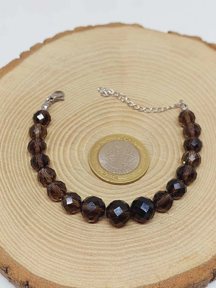 Parlayan Yıldızlar Serisi Dumanlı Kuvars Taşı Tasarım Bileklik - Resim 3