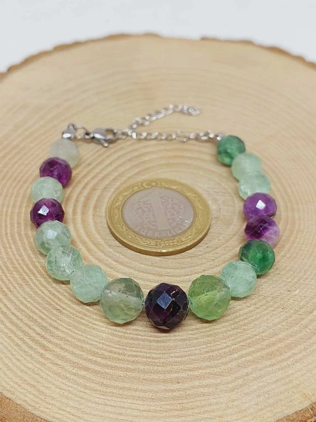 Parlayan Yıldızlar Serisi Florit Taşı Tasarım Bileklik - Resim 3