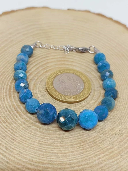 Parlayan Yıldızlar Serisi Apatit Taşı Tasarım Bileklik - Resim 3